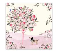 Tracks Publishing Blank Greeting Card for Women - Lovely Floral Dog & Tree Design - Embossed Gold Foil Finish - Premium Greeting Card with Envelope - Suitable for Birthdays & Other Occasions