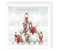 Tracks Publishing Charity Christmas Cards - A Festive Pyramid of Sheep - Eco-Friendly and Recyclable - Pack of 10 Cards