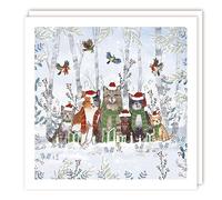 Tracks Publishing Charity Christmas Cards - Carol Singing Cats in the Forest - Eco-Friendly - Pack of 5 Cards