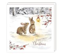 Tracks Publishing Charity Christmas Cards - Inquisitive Rabbits and Star in the Snow - Eco-Friendly - Pack of 5 Cards