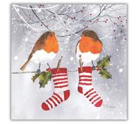 Tracks Publishing Charity Christmas Cards Pack of 5 - Artistic Robins and Stockings Design - Festive Christmas Cards Multipack - In Aid of British Heart Foundation