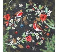 Tracks Publishing Charity Christmas Cards Pack of 5 - Artistic Robins and Winter Flowers - Foil Finish - Festive Christmas Cards Multipack - In Aid of Marie Curie