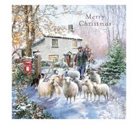 Tracks Publishing Charity Christmas Cards Pack of 5 - Artistic Sheep Farmer Design - Festive Christmas Cards Multipack - In Aid of British Heart Foundation