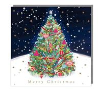 Tracks Publishing Charity Christmas Cards Pack of 5 - Charity Christmas Cards with a Decorated Tree and Stars Design - Eco-Friendly Xmas Cards Multipack with Envelopes