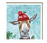 Tracks Publishing Charity Christmas Cards Pack of 5 - Charity Christmas Cards with a Donkey in a Woolly Hat Design - Eco-Friendly Xmas Cards Multipack with Envelopes
