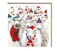 Tracks Publishing Charity Christmas Cards Pack of 5 - Charity Christmas Cards with a Flock of Festive Sheep Design - Eco-Friendly Xmas Cards Multipack with Envelopes