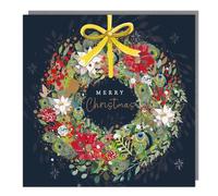 Tracks Publishing Charity Christmas Cards Pack of 5 - Charity Christmas Cards with a Peacock Feather Wreath Design - Eco-Friendly Xmas Cards Multipack with Envelopes