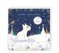 Tracks Publishing Charity Christmas Cards Pack of 5 - Charity Christmas Cards with a Westie Dog and Full Moon Festive Design - Eco-Friendly Xmas Cards Multipack with Envelopes