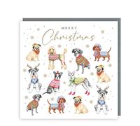 Tracks Publishing Charity Christmas Cards Pack of 5 - Charity Christmas Cards with Festive Dogs and Snowflakes Design - Eco-Friendly Xmas Cards Multipack with Envelopes
