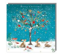 Tracks Publishing Charity Christmas Cards Pack of 5 - Charity Christmas Cards with Rabbits, Robins and a Decorated Tree Design - Eco-Friendly Xmas Cards Multipack with Envelopes