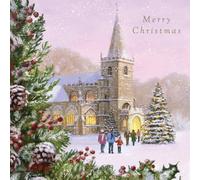 Tracks Publishing Charity Christmas Cards Pack of 5 - Festive Snowy Church Design - Artistic Christmas Cards Multipack - In Aid of British Heart Foundation