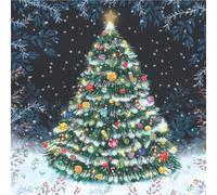 Tracks Publishing Charity Christmas Cards Pack of 5 - Snowy Festive Tree Design - Foil Finish - Artistic Christmas Cards Multipack - In Aid of Marie Curie