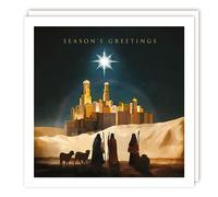 Tracks Publishing Charity Christmas Cards - Three Wise Men and Star over Bethlehem Scene - Eco-Friendly - Pack of 5 Cards
