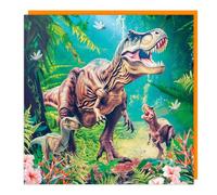 Tracks Publishing Dinosaur Birthday or All-Occasion Card - 3D Lenticular Design - Blank Inside - For Boys - Fun Prehistoric Birthday Greeting Card