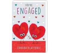 Tracks Publishing Engagement Congratulations Card - Engagement Card with Fluffy Love Heart Proposal Design and Fluff and Googly Eye Embellishments
