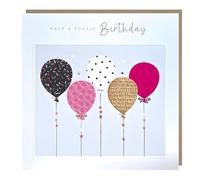 Tracks Publishing Female Birthday Card - Happy Birthday Card with Balloons and Stars Design with Embossed Foil Details - Birthday Card for Women/Girls