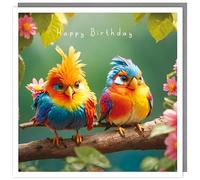 Tracks Publishing Female Birthday Card - Happy Birthday Card with Colourful Exotic Bird Design - for Women