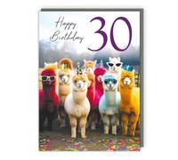 Tracks Publishing Funny 30th Birthday Card for Her - Humorous Colourful Party Alpacas Design - Happy 30th Birthday Card for Women