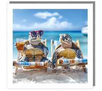 Tracks Publishing Funny Birthday/Blank Card for Men/Women with Humorous Turtles on Holiday Design - Blank Inside - General Card Suitable for Any Occasion