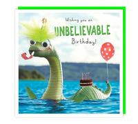 Tracks Publishing Funny Birthday Card for Boys - Loch Ness Monster Design - Fluff and Googly Eye Embellishment - Amusing Birthday Greeting Card for Him