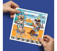 Tracks Publishing Funny Birthday Card for Men - Amusing Dogs & Beer Design - Premium Greeting Card with Envelope