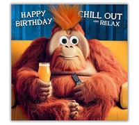Tracks Publishing Funny Birthday Card for Men - Amusing Orangutan & Beer Design - Googly Eyes & Fluff Embellishment - Premium Greeting Card with Envelope