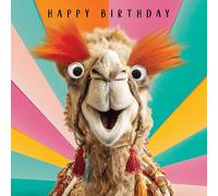Tracks Publishing Funny Birthday Card for Men or Women - Amusing Camel Design - Googly Eyes & Fluff Embellishment - Premium Greeting Card with Envelope