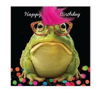 Tracks Publishing Funny Birthday Card for Men or Women - Amusing Frog Design - Fluff Embellishment - Premium Greeting Card with Envelope