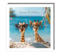 Tracks Publishing Funny Birthday Card - Happy Birthday Card with Humorous Giraffes in Glasses Design - for Men, Women, Friends