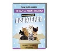 Tracks Publishing Funny Birthday or All-Occasion Card - Crazy Cat Person Starter Pack Joke - Blank Inside - For Men or Women - Amusing Greeting Card