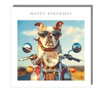 Tracks Publishing Funny Male Birthday Card - Happy Birthday Card with Humorous Biker Bulldog Design - Birthday Card for Men