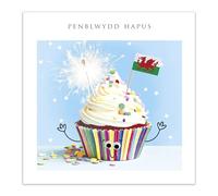 Tracks Publishing Funny Welsh Birthday Card - Amusing Cupcake Design - Eco-Friendly & Made in the UK - Penblwydd Hapus
