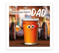 Tracks Publishing Funny Welsh Birthday Card for Dad - Penblwydd Hapus, Amusing Beer Design, Eco-Friendly & Made in the UK