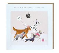 Tracks Publishing General Female Birthday Card for Women/Girls - Party Dogs with Balloons and Embossed Gold Foil - Eco-Friendly and Recyclable