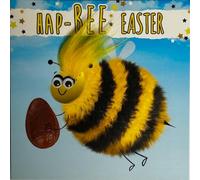 Tracks Publishing Hap-Bee Easter Greeting Card, Fluffy Bee with Chocolate Egg Design, Novelty Easter Card with Envelope