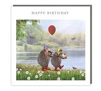 Tracks Publishing 'Happy Birthday' Card - Funny Photographic Image - Hedgehog Birthday Party - For Him/For Her - From The Light Hearted Collection, White Red Brown Green, 158 x 159mm