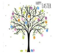 Tracks Publishing Happy Easter Card with Decorative Tree and Colourful Hanging Egg Ornaments, Spring Greeting Card