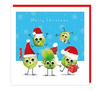 Tracks Publishing Humorous Open Christmas Greeting Card - Sprout Party - From The Fluff Range - Googly Eyes and Fluffy Embellishments
