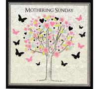 Tracks Publishing Mothering Sunday Greeting Card, Floral Tree with Butterflies and Hearts Design, Traditional UK Card with Envelope
