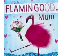 Tracks Publishing Mother's Day Card for Mum, Flamingo Design with Pun, To a FlaminGOOD Mum, Greeting Card with Envelope