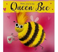 Tracks Publishing Mother's Day Card for Mum, Queen Bee Design with Fluffy Bee Character, Googly Eyes, Happy Mother's Day Greeting Card with Envelope