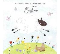 Tracks Publishing Pack of 5 Easter Cards, Bunny & Chicks Spring Meadow Design, Verse Inside