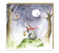 Tracks Publishing Pack of 5 Open Christmas Greetings Cards - Badger and Robin - Stunning Illustration With a Gold Foil Finish - 5 Cards of 1 Design - From The Love Country Range