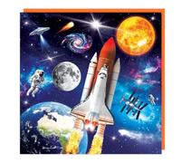 Tracks Publishing Space Birthday or All-Occasion Card - 3D Lenticular Design - Blank Inside - For Boys - Fun Outer Space Greeting Card