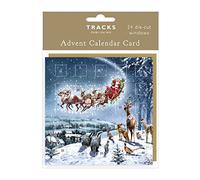 Tracks Publishing Traditional Advent Calendar Card - Animals Watching Santa - No Chocolate