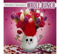 Tracks Publishing Valentine's Day Card, Funny Flower Pot Design, I Love You a Whole Bunch, Greeting Card with Envelope