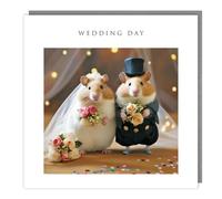 Tracks Publishing Wedding Day Card - Cute Hamster Bride and Groom Design - Wedding Congratulations Card for Friends or Family