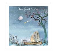 Tracks Publishing Welsh Anniversary Card - Penblwydd Priodas, Hares & Shooting Star Design by Sarah Reilly, Eco-Friendly & Made in the UK