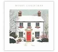 Tracks Publising Charity Christmas Cards Pack of 5 - Contemporary House in the Snow Design - Foil Finish - Festive Christmas Cards Multipack - In Aid of Rainbow Trust