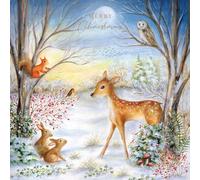 Tracks Publising Charity Christmas Cards Pack of 5 - Cute Deer and Woodland Animals - Foil Finish - Festive Christmas Cards Multipack - In Aid of Rainbow Trust